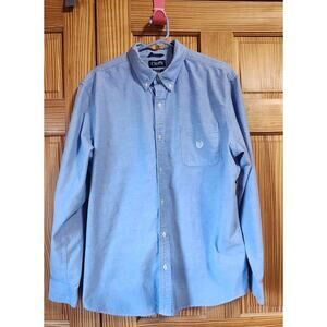 Chaps Stretch Oxford Button Down Shirt Mens XXL Blue Long Sleeve